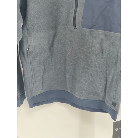 Lululemon Lab Jacket Siffra Hybrid 1/2 Zip Wool Blend Gray Blue Hooded New - Picture 4 of 14